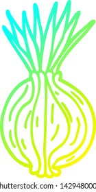 cold gradient line drawing of a cartoon sprouting onion
