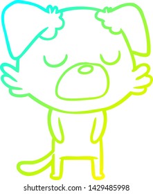 dibujo de línea de degradado frío de un perro de dibujos animados