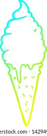 dibujo de línea de degradado frío de un helado de dibujos animados
