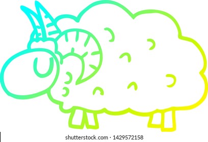 cold gradient line drawing of a cartoon black sheep