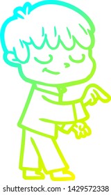 dibujo de línea de gradiente frío de un niño feliz de caricatura