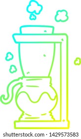dibujo de línea de degradado frío de una máquina de café filtro de dibujos animados