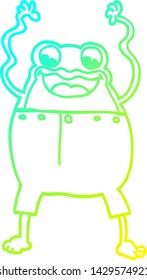 cold gradient line drawing of a cartoon frog