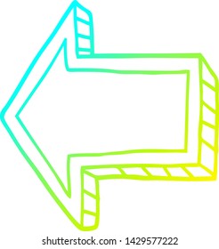 cold gradient line drawing of a cartoon directing arrow