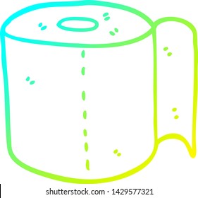 dibujo de línea de degradado frío de un rollo de inodoro de dibujos animados