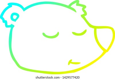 cold gradient line drawing of a cartoon polar bear face
