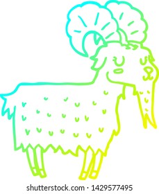 cold gradient line drawing of a cartoon goat