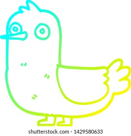 cold gradient line drawing of a cartoon red bird