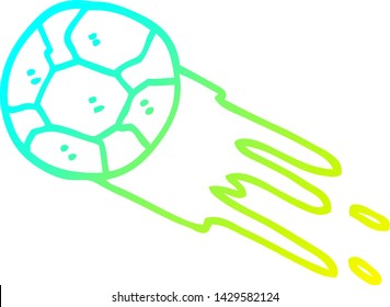 cold gradient line drawing of a cartoon soccer ball
