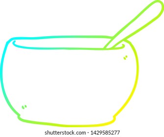 cold gradient line drawing of a cartoon soup bowl