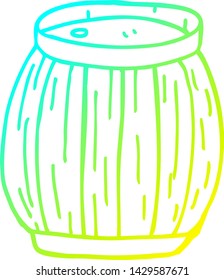 dibujo de línea de gradiente frío de un barril de cerveza de dibujos animados