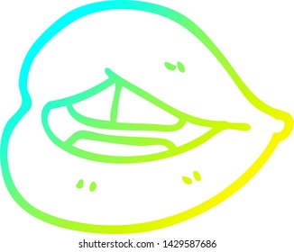 dibujo de línea de gradiente frío de una caricatura labios púrpura