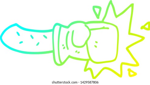 cold gradient line drawing of a cartoon boxing glove