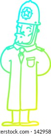 cold gradient line drawing of a cartoon policeman
