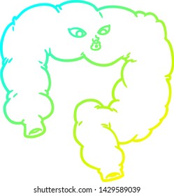 cold gradient line drawing of a cartoon colon