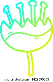 dibujo de línea de degradado frío de una flor de dibujos animados