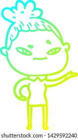 dibujo de línea de gradiente frío de una mujer caricaturista