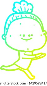 dibujo de una anciana feliz con gradiente frío