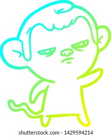 cold gradient line drawing of a cartoon annoyed monkey