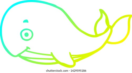 cold gradient line drawing of a cartoon whale