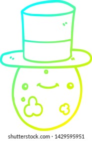 cold gradient line drawing of a cartoon posh egg