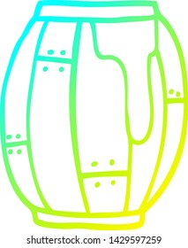 cold gradient line drawing of a cartoon beer barrel