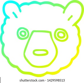 cold gradient line drawing of a cartoon polar bear face