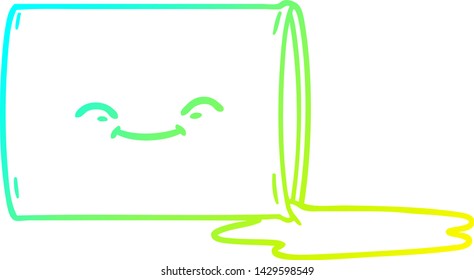 cold gradient line drawing of a cartoon happy oil drum