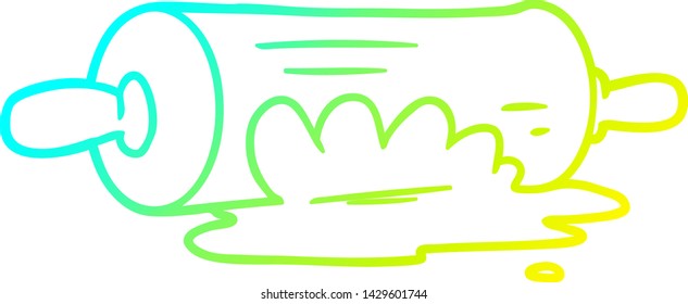cold gradient line drawing of a cartoon rolling pin