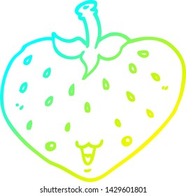 cold gradient line drawing of a cartoon strawberry