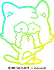 dibujo de línea de degradado frío de un gato de dibujos animados