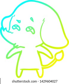 cold gradient line drawing of a cartoon elephant remembering