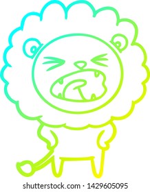 dibujo de línea de gradiente frío de un león de dibujos animados