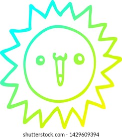cold gradient line drawing of a cartoon sun