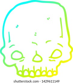 cold gradient line drawing of a cartoon spooky skull