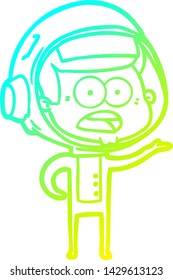 cold gradient line drawing of a cartoon surprised astronaut