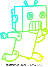 dibujo de línea de degradado frío de un robot de dibujos animados