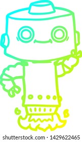 cold gradient line drawing of a cartoon robot