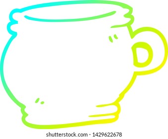 cold gradient line drawing of a cartoon cup