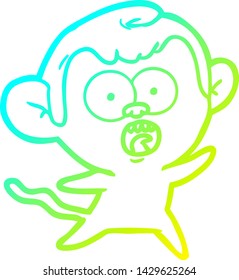 cold gradient line drawing of a cartoon shocked monkey