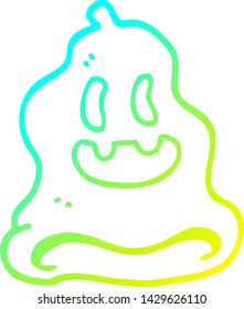 cold gradient line drawing of a cartoon spooky ghost