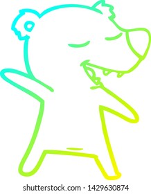 cold gradient line drawing of a cartoon bear