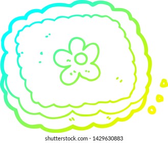 cold gradient line drawing of a cartoon biscuit