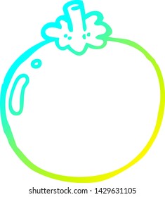 dibujo de línea de gradiente frío de un tomate de dibujos animados