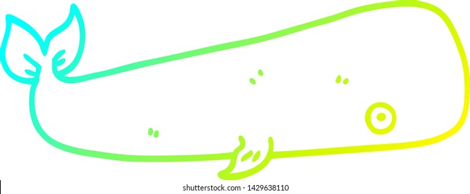 cold gradient line drawing of a cartoon sea whale