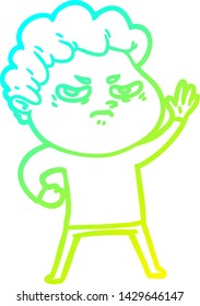 dibujo de una línea de degradado frío de un hombre enojado