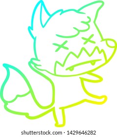 cold gradient line drawing of a cartoon dead fox