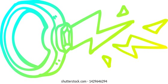 dibujo de línea de degradado frío de un anillo mágico de dibujos animados