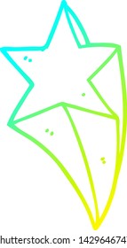 dibujo de línea de gradiente frío de una estrella de disparo de dibujos animados