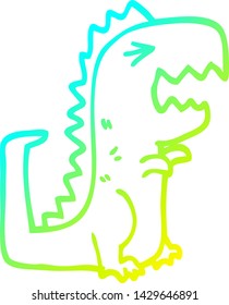 cold gradient line drawing of a cartoon roaring t rex